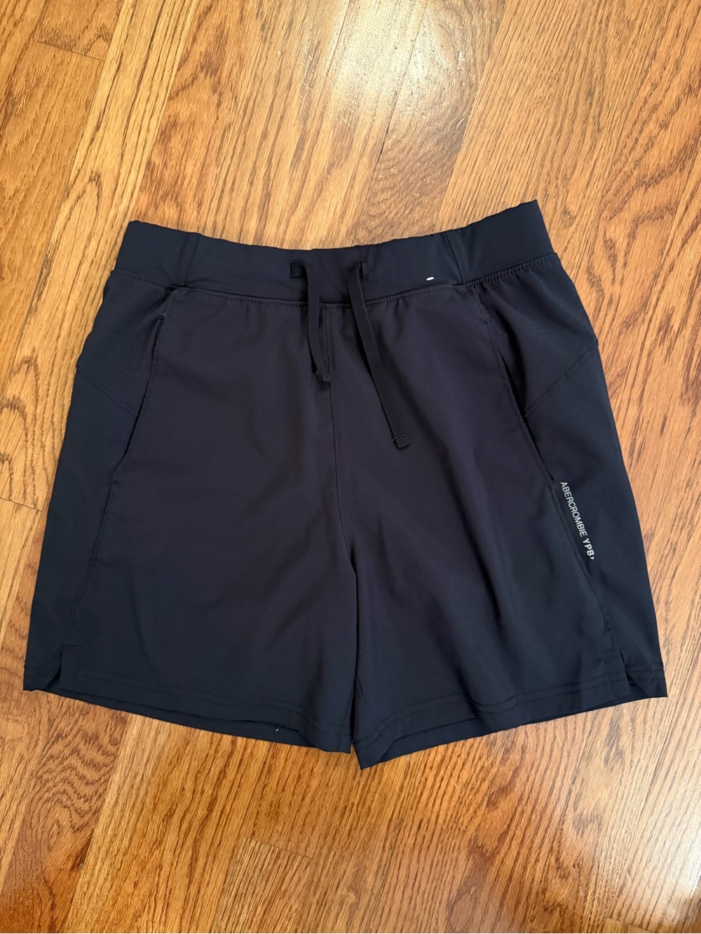 abercrombie kids -Black Athletic Drawstring Shorts with zipper pockets
